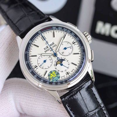 GF Factory Breitling 42MM Calfs Leather Watch Strap B25 Movement Black Bracelet Watch